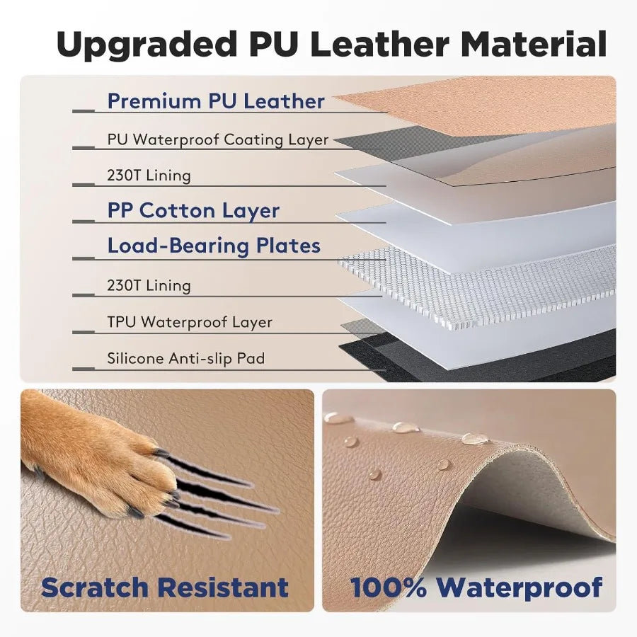 Upgraded PU Leather Dog Car Seat Cover with Hard Bottom for Back Seat of Car and SUV Waterproof and AntiScratch Holds up to 400