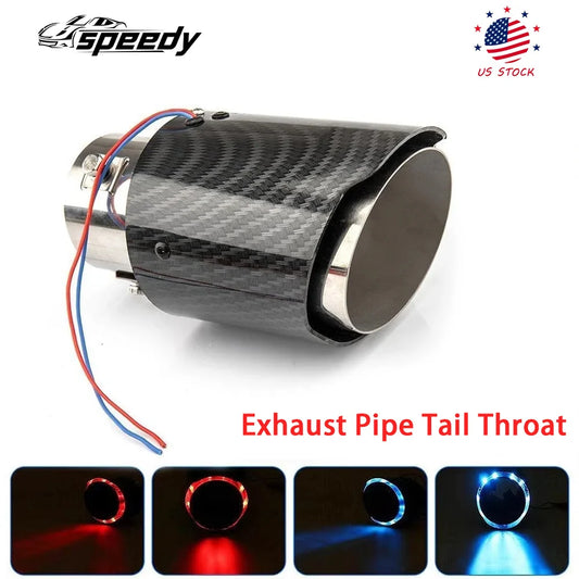 Exhaust Muffler Light Flaming Universal LED Tip Pipe Straight Car Modified Single Outlet Exhaust Pipe Tail Throat Red/Blue