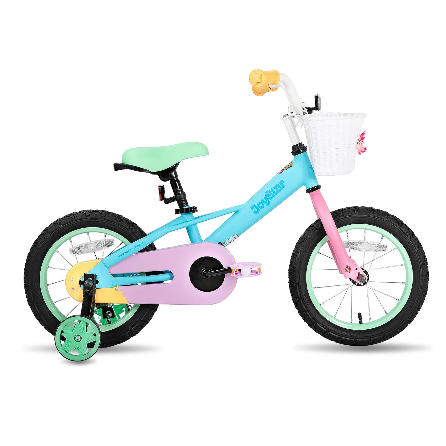 JoyStar Macaroon Kids Bike With Training Wheels And Front Basket