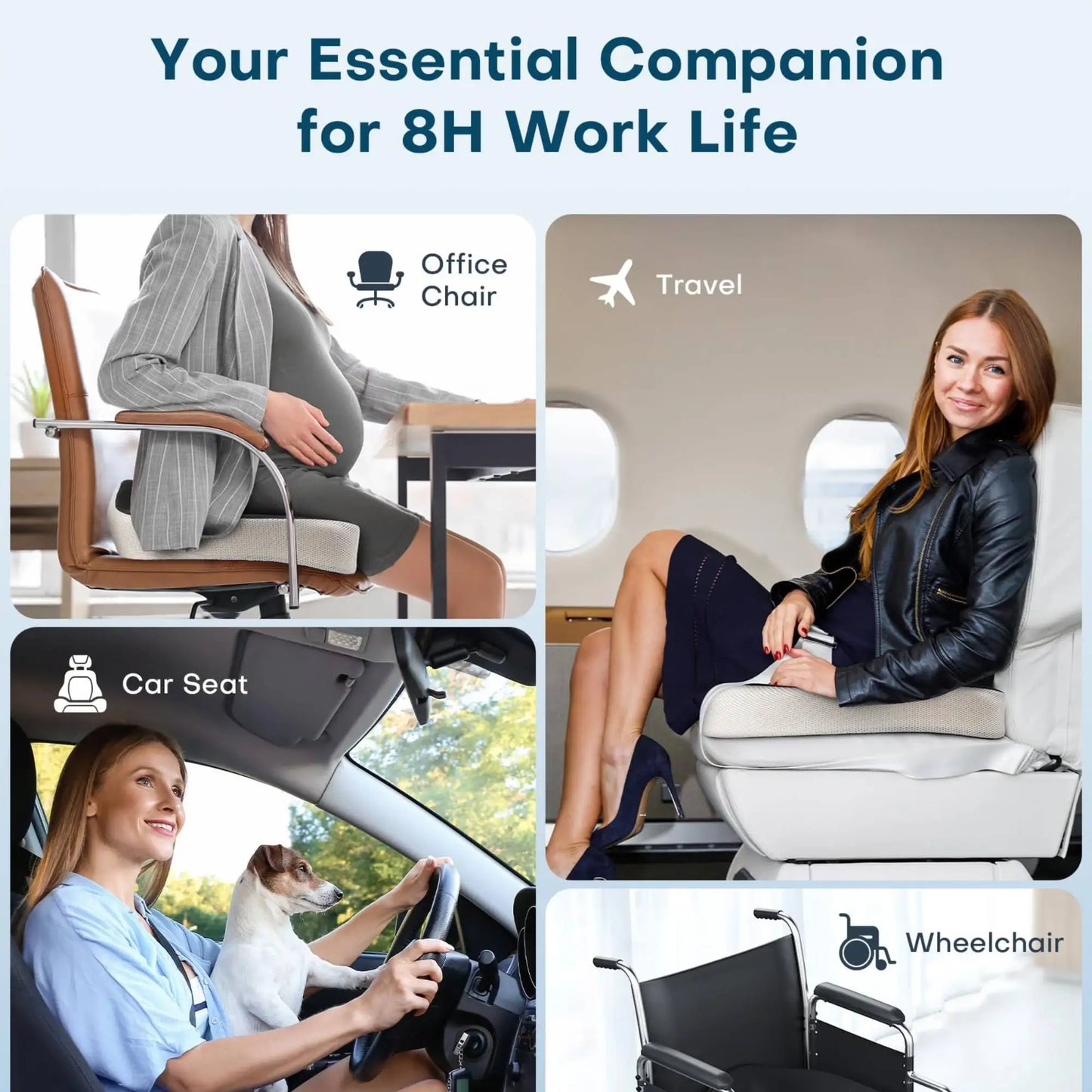 Memory Foam Seat Cushion – Cooling Gel Mesh Thick for Comfort