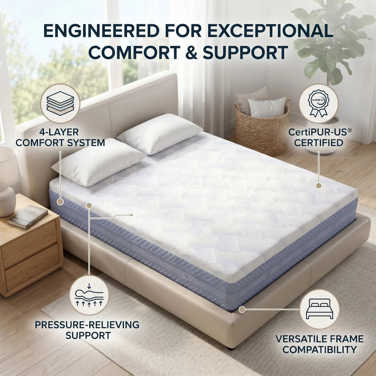 Luxury High Density Memory Foam Mattress With Certifications