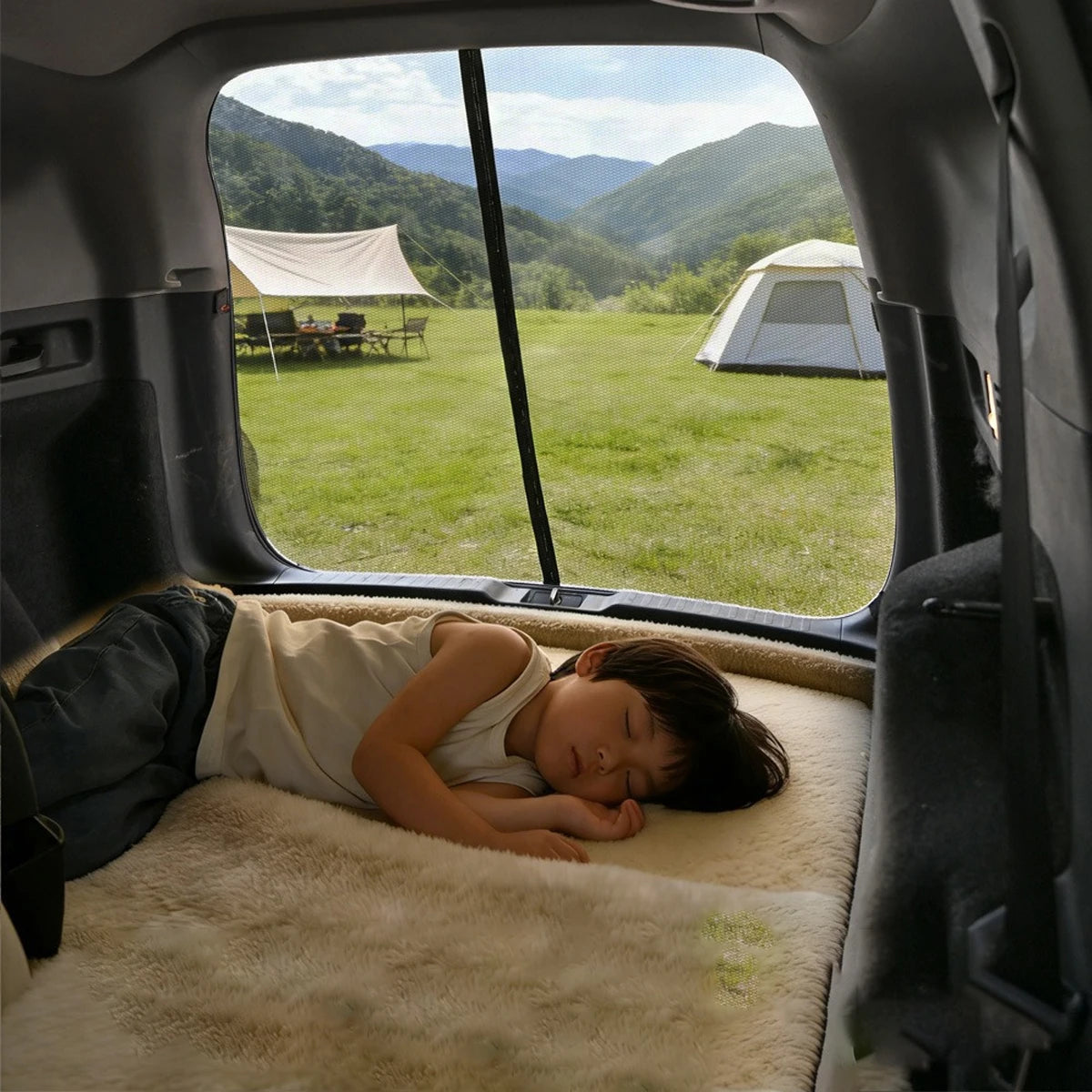 Car Rear Door Mesh Curtain, Summer Ventilated Mosquito Net, Breathable Sunshade Insect Protection for Trunk