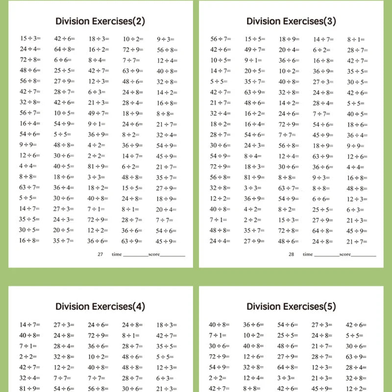 Multiplication and division workbook, math practice book, improve calculation skills, educational tool for brain development