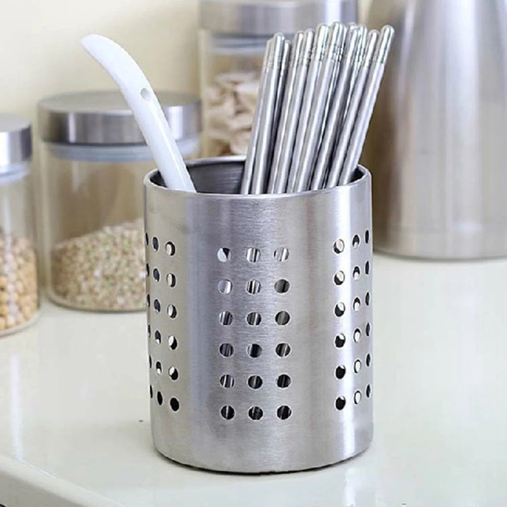 1Pcs Cutlery Holder Organizer Drainer Spoon Fork Chopsticks Storage Basket Rack Anti-rust Stainless Steel Home Kitchen Appliance