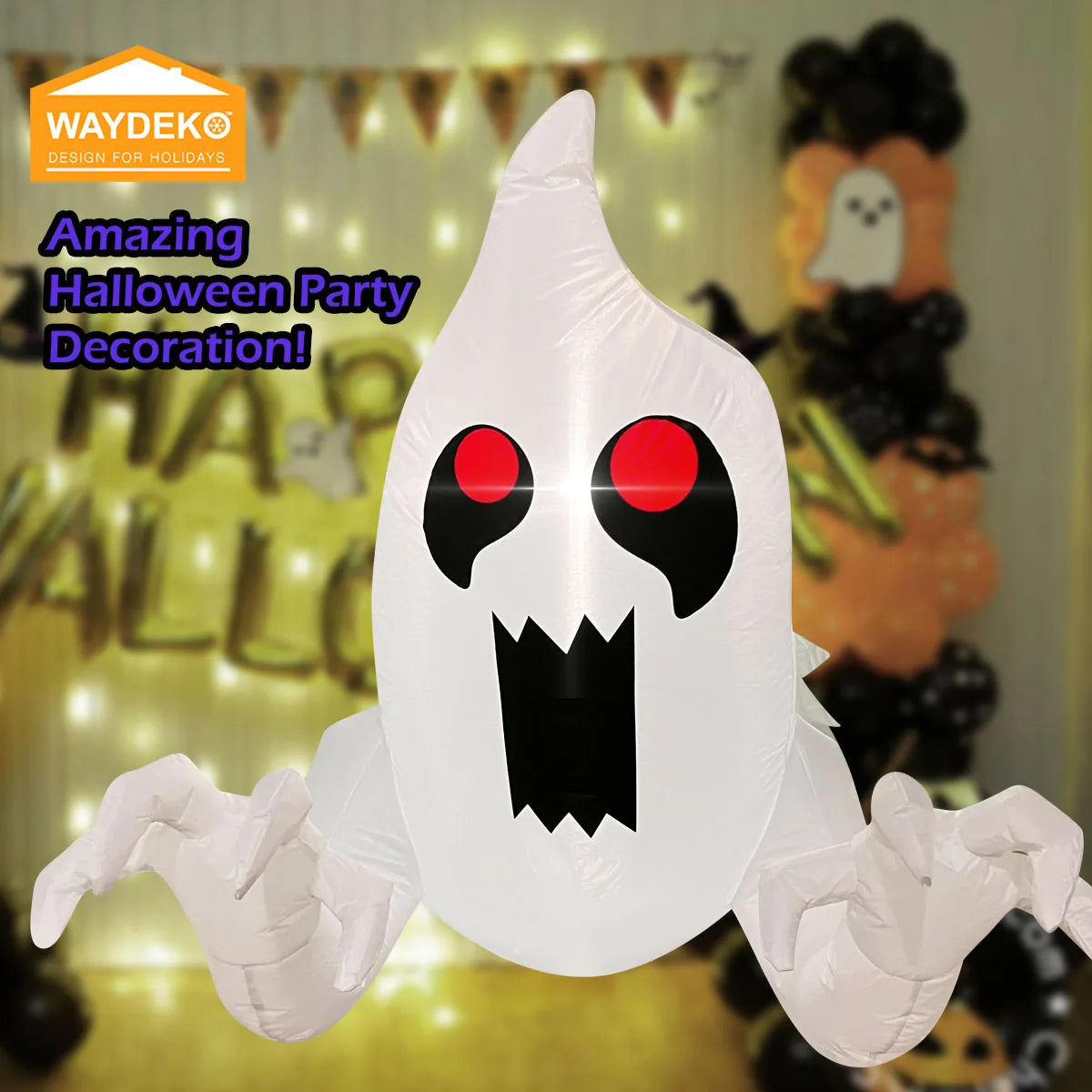 Halloween Inflatable Ghost Pumpkin Black Cat Spider Decoration with LED Lights for Home Yard Lawn Indoor and Outdoor Decoration