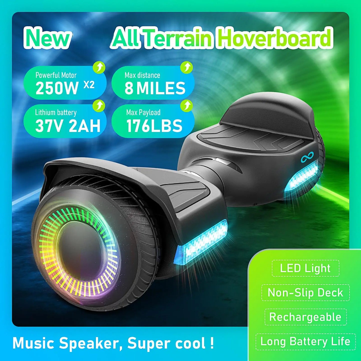 Kids All Terrain Self Balancing Hoverboard With Bluetooth Speaker