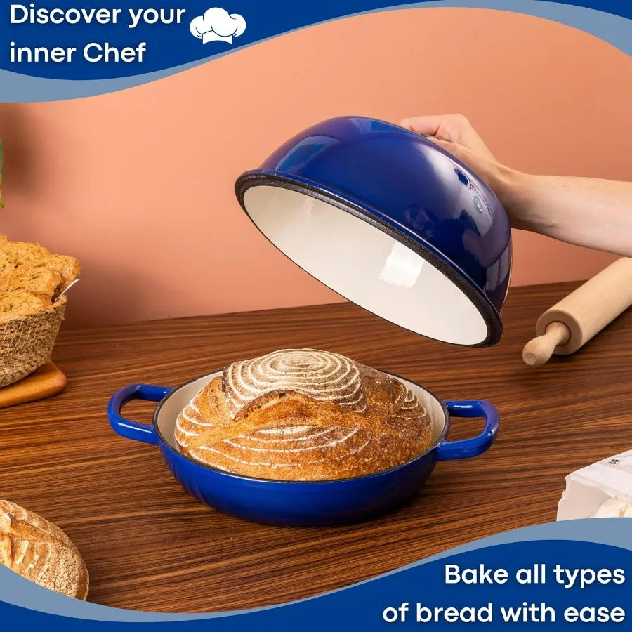 Enamelled Cast Iron Dutch Oven For Sourdough Bread Baking