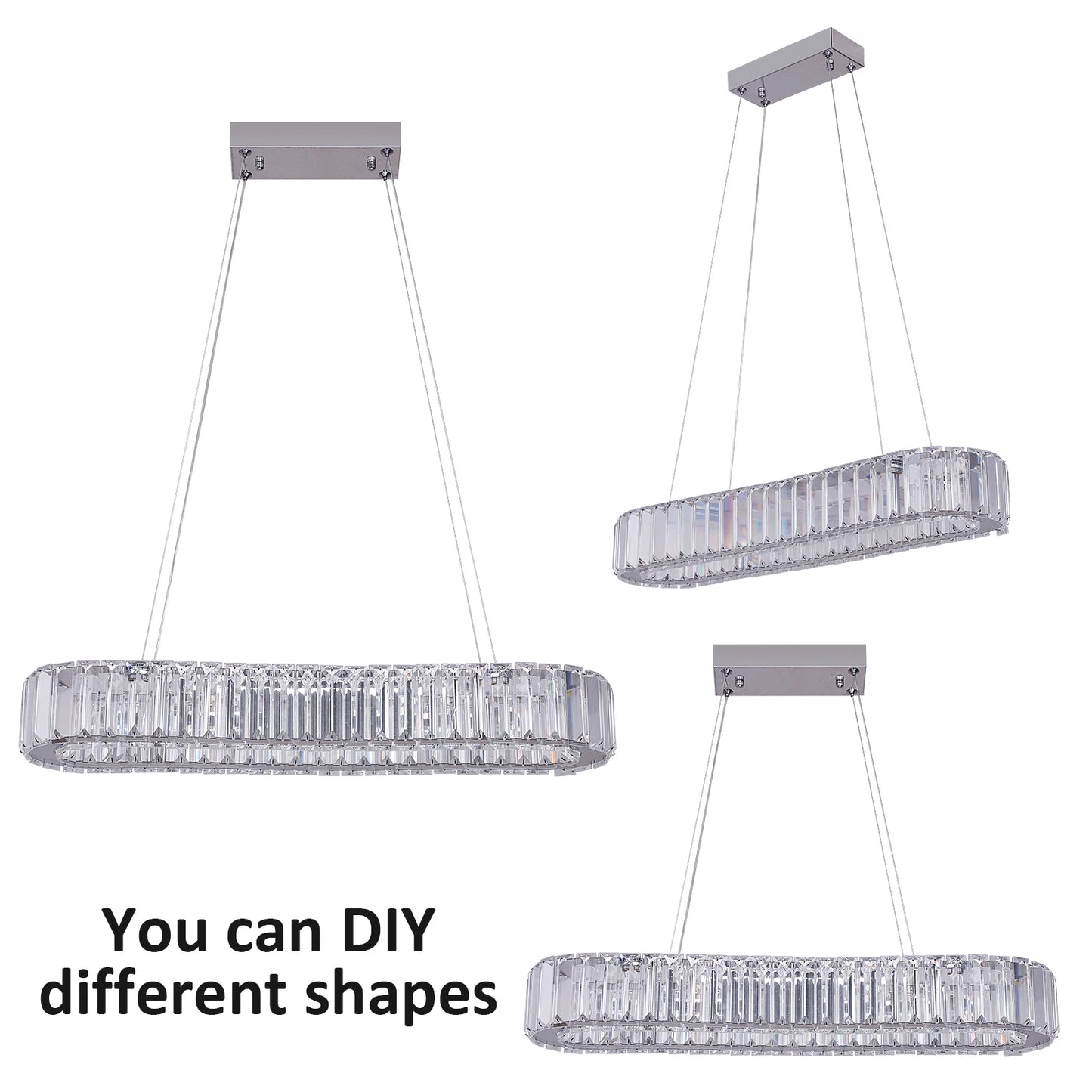 VETRULUS Modern Luxury Crystal Oval Design Led Chandelier Ceiling Lamp Nordic Pendant Hanging Light Fixture Living Bedroom Hotel
