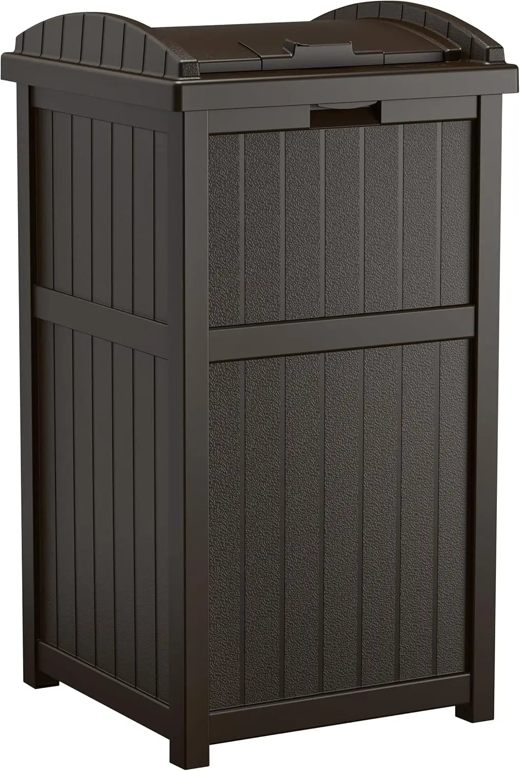 Suncast 30 Gallon Outdoor Trash Hideaway Resin Refuse Container Lid Cyberspace Concealed Waste Storage Patio Backyard Garden