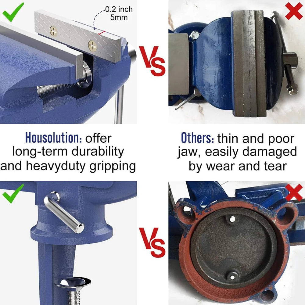 Universal Table Vise Multi-functional Portable 360° Swivel Base Clamp On Vice/Table Vise For Woodworking, Cutting Conduit, Dril