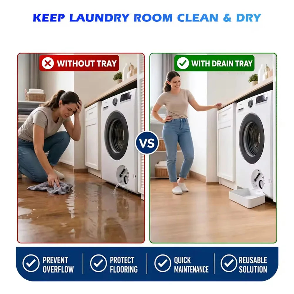 Washing Machine Drain Tray Universal Drain Funnel Proof Tray Front Load Washer Drip Catcher Base Water Collection Catch Tray