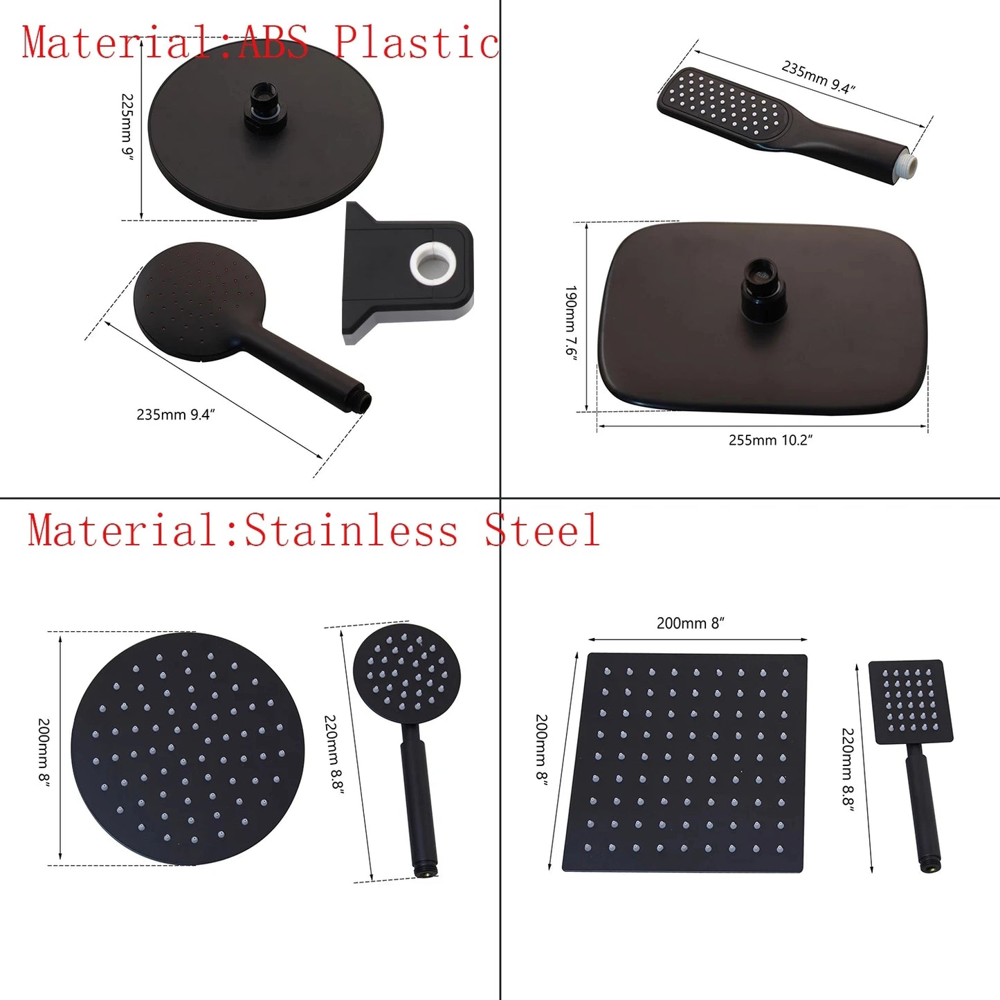 Wall Mounted Rainfall Shower Kit With Three Way Mixer