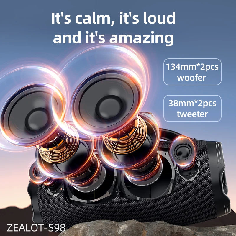 Zealot S98 Portable Bluetooth Speaker 160W Waterproof TWS Subwoofer