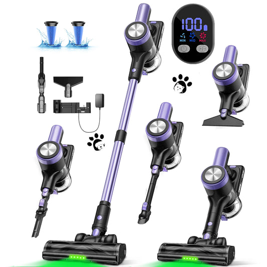 Cordless Vacuum Cleaner, 50Kpa/55min Self-Standing Powerful Stick Lightweight Vacuum Cleaner for Home Pet Hair/Hard Floor/Carpet