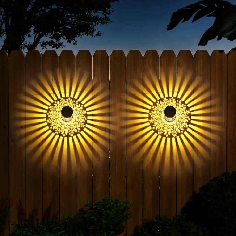 Outdoor LED Solar Fences and Wall Lights, Metal Mandala Lights, for Gardens, Lawns, Estates, Fences, Corridors, Lawns, Porches