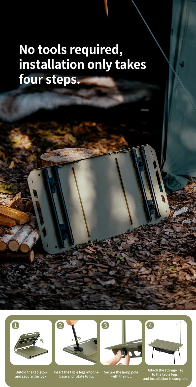 Naturehike H02 IGT Table Camping Multifunctional Tactical Table Height Adjustable Desk Kitchen Folding Table BBQ Picnic