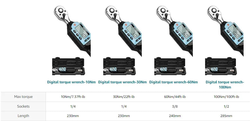 1/4" 3/8" 1/2" MINI Digital Torque Wrench Torque Spanner Hand Tools Bicycle Car Repair Tool Portable Wrench Bidirectional
