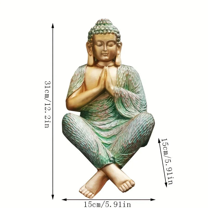 1pc Garden Buddha Statue Resin Zen Seated Ornament Resin Statue For Garden Porch Grass Outdoor Lawn Decor Gifts Crafts