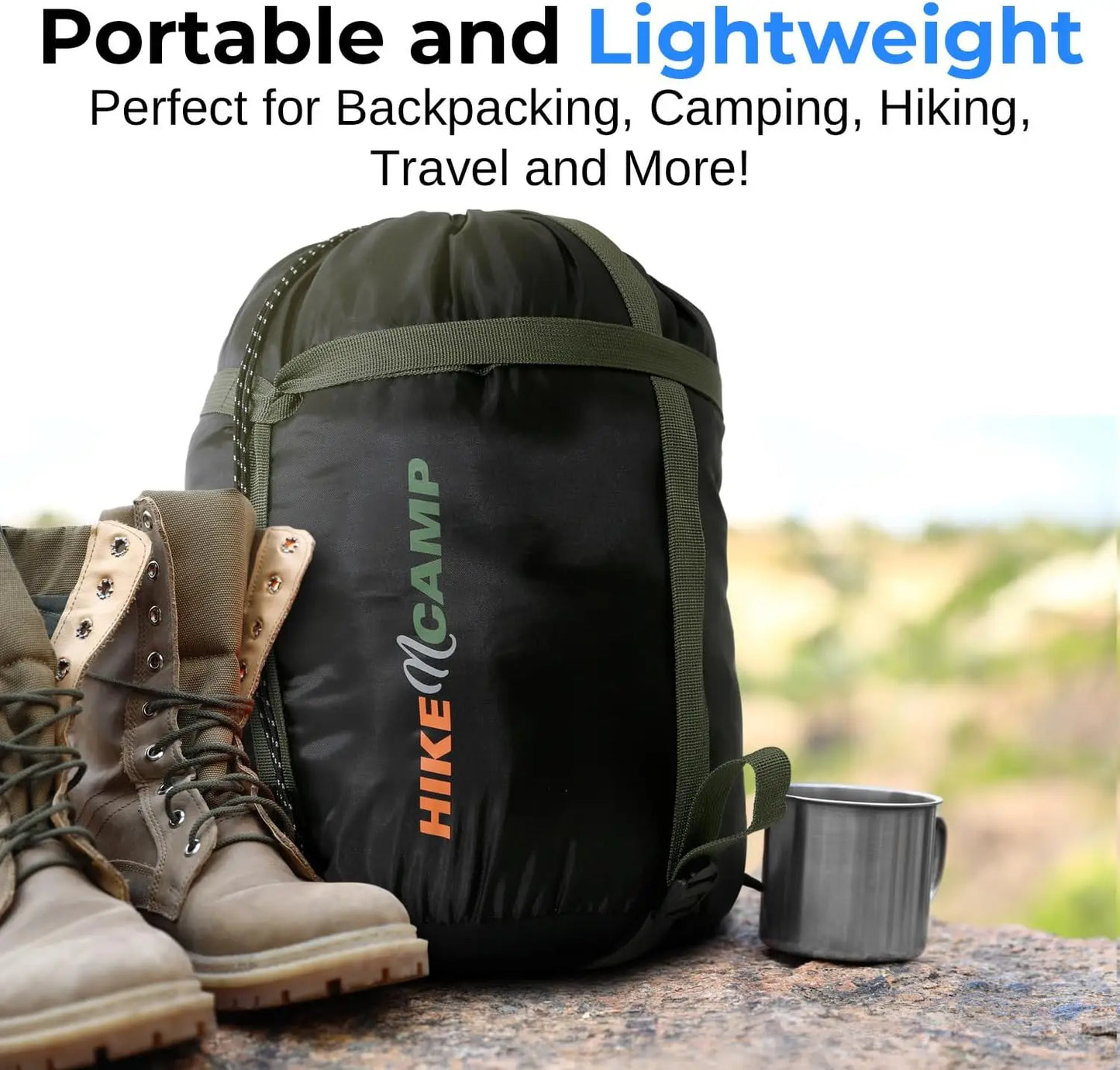 Double Sleeping Bag for Adults Teens, Waterproof Lightweight Camping Gear with 2 Pillows, Weather Proof for Backpacking Hiking