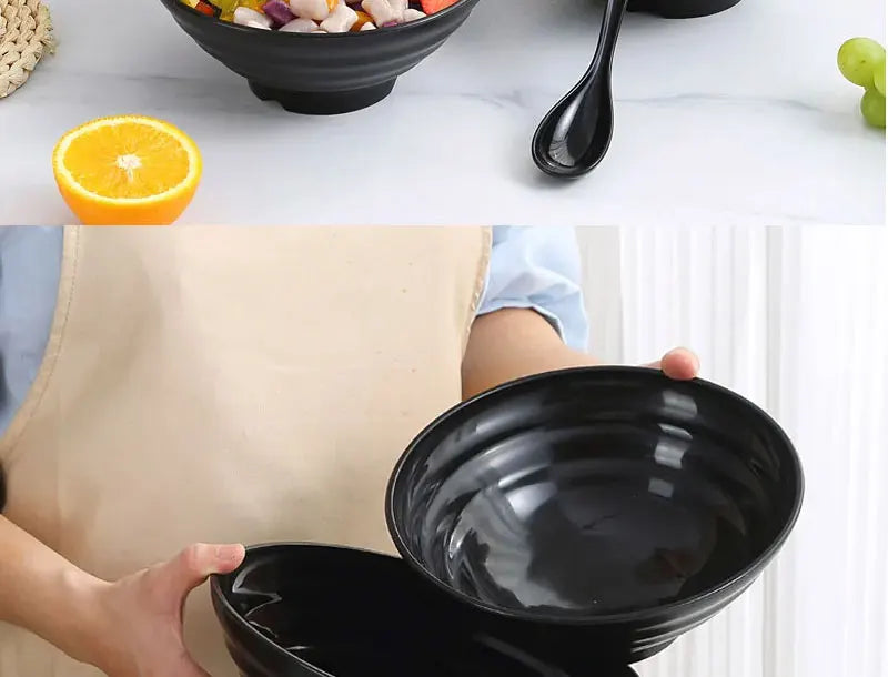 Frosted Melamine Ramen Bowl Imitation Porcelain Large Noodle High Temperature Resistance Bowl Salad Soup Bowl Fast FoodTableware
