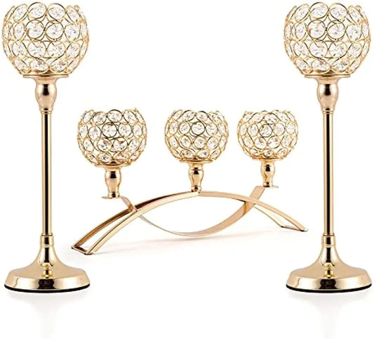 Three Arm Tealight Candelabra Table Centerpiece Candle Holders