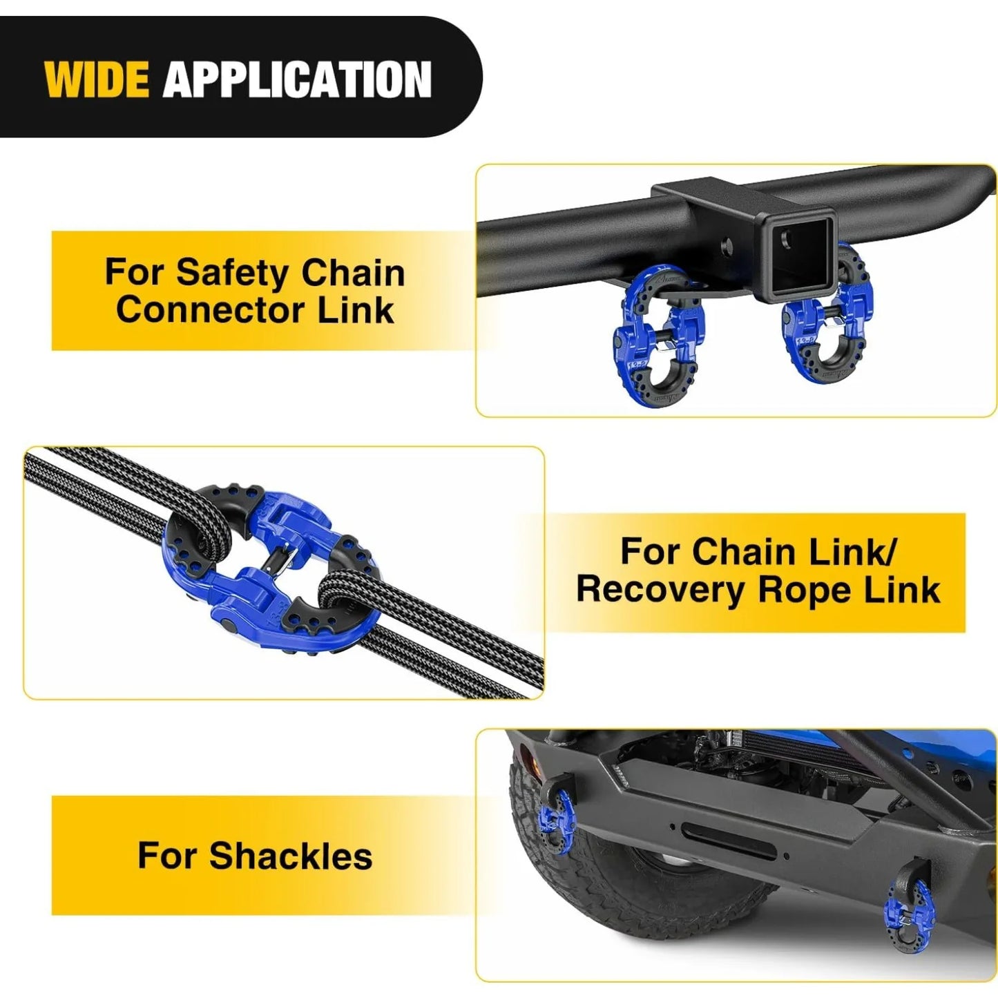 Nilight Safety Chain Connector Link 1/2" Tow Hitch Hammerlock Coupling 2 Pack Forged Steel 12000 lbs Recovery Rope Shackle Red