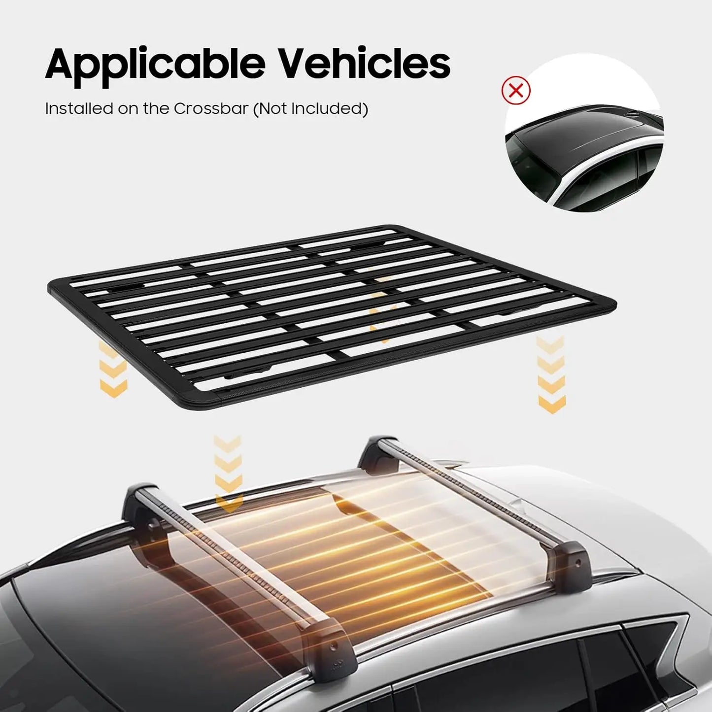 63*47.24In Platform Flat Roof Rack,330.69-440.92lbs Capacity Car Top Flat Roof Luggage Rack Universal Roof Flat Rack