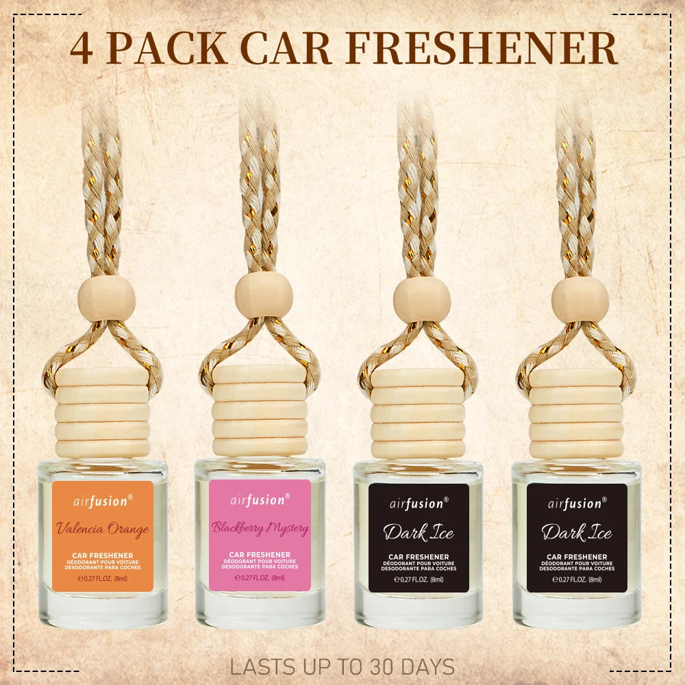 4 Pack Hanging Car Air Freshener & Diffuser | 120-Day Long-Lasting Fragrance | 17 Fragrances All Ages