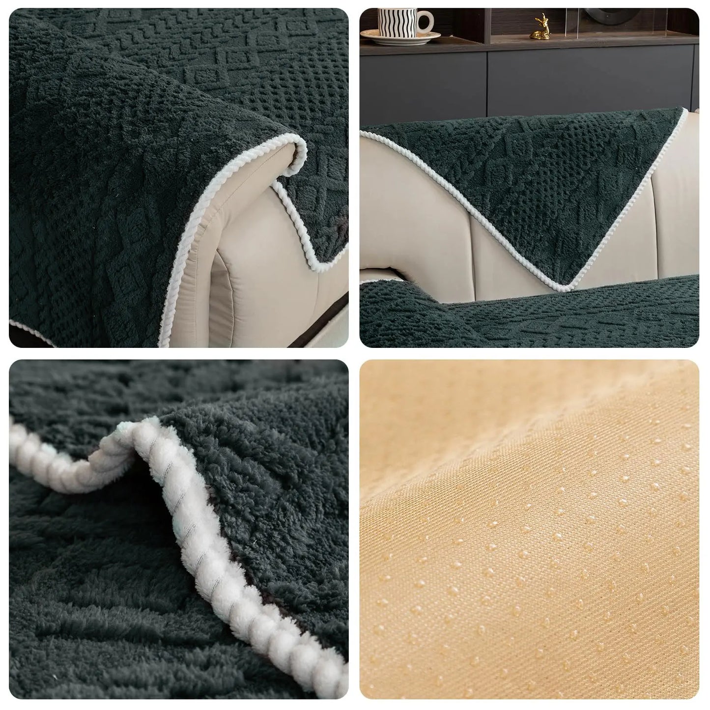 1pc Plush Sofa Slipcover Pet Friendly Couch Covers With Non-Slip Protection for Bedroom Office Living Room Furniture Protector