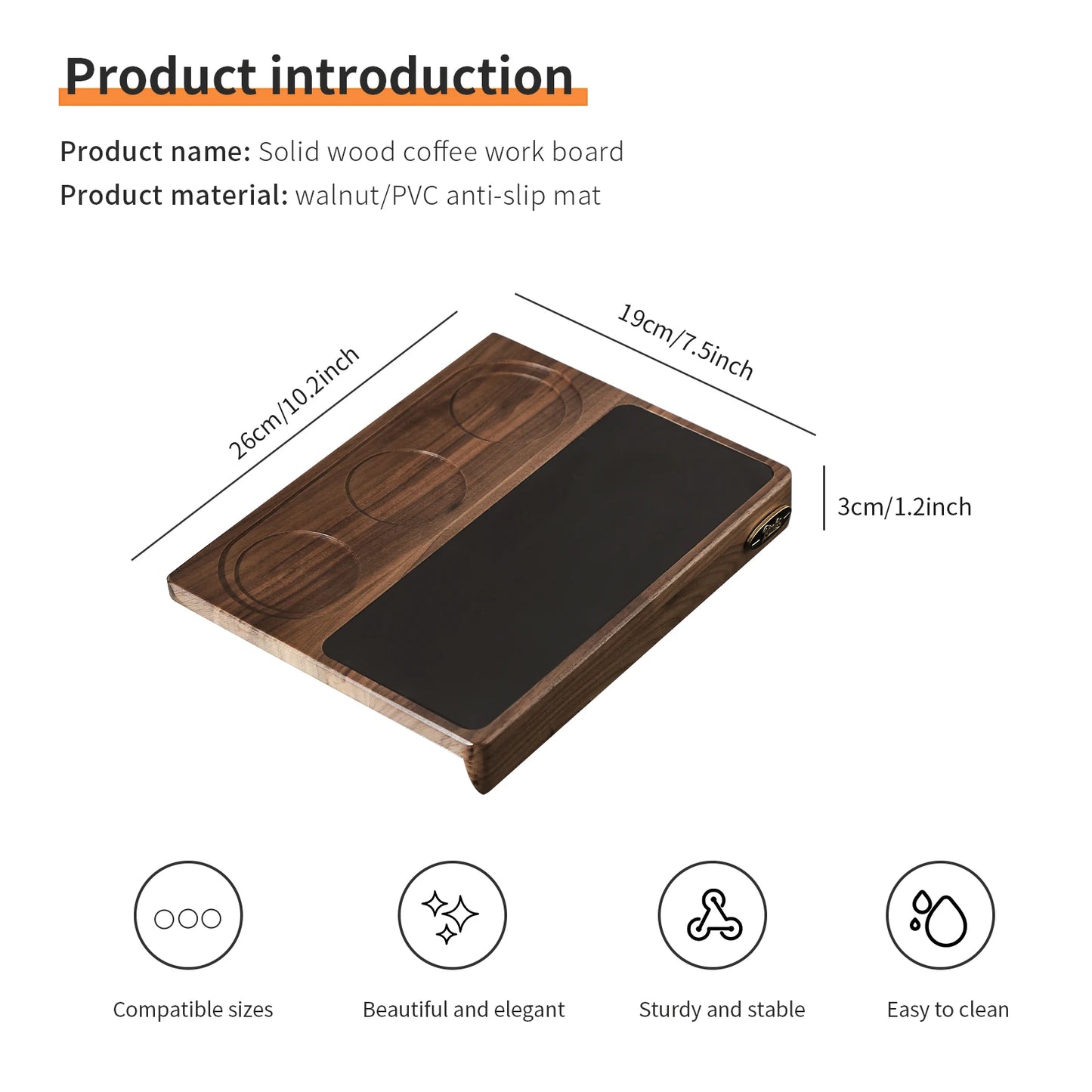 Bincoo Wooden Corner Coffee Tamper Mat for Baristas