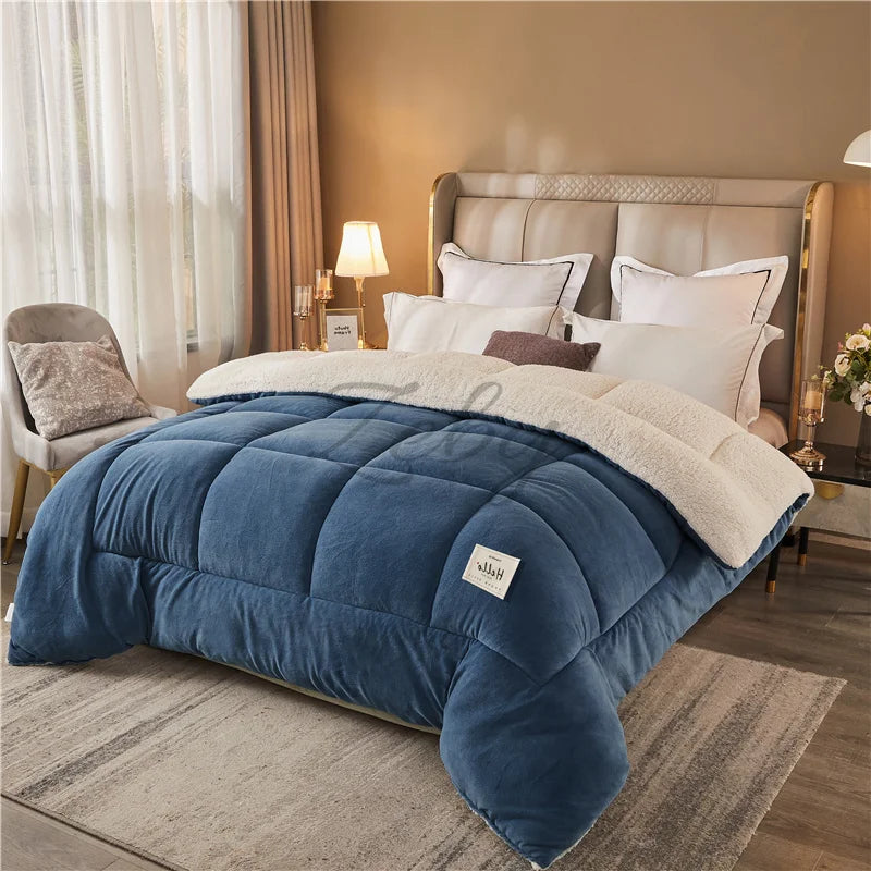 New Thicken Milk Fleece Winter Blanket Warm Artificial Lamb Cashmere Weighted Blankets for Bed Soft Warmth Comforter Duvet Core