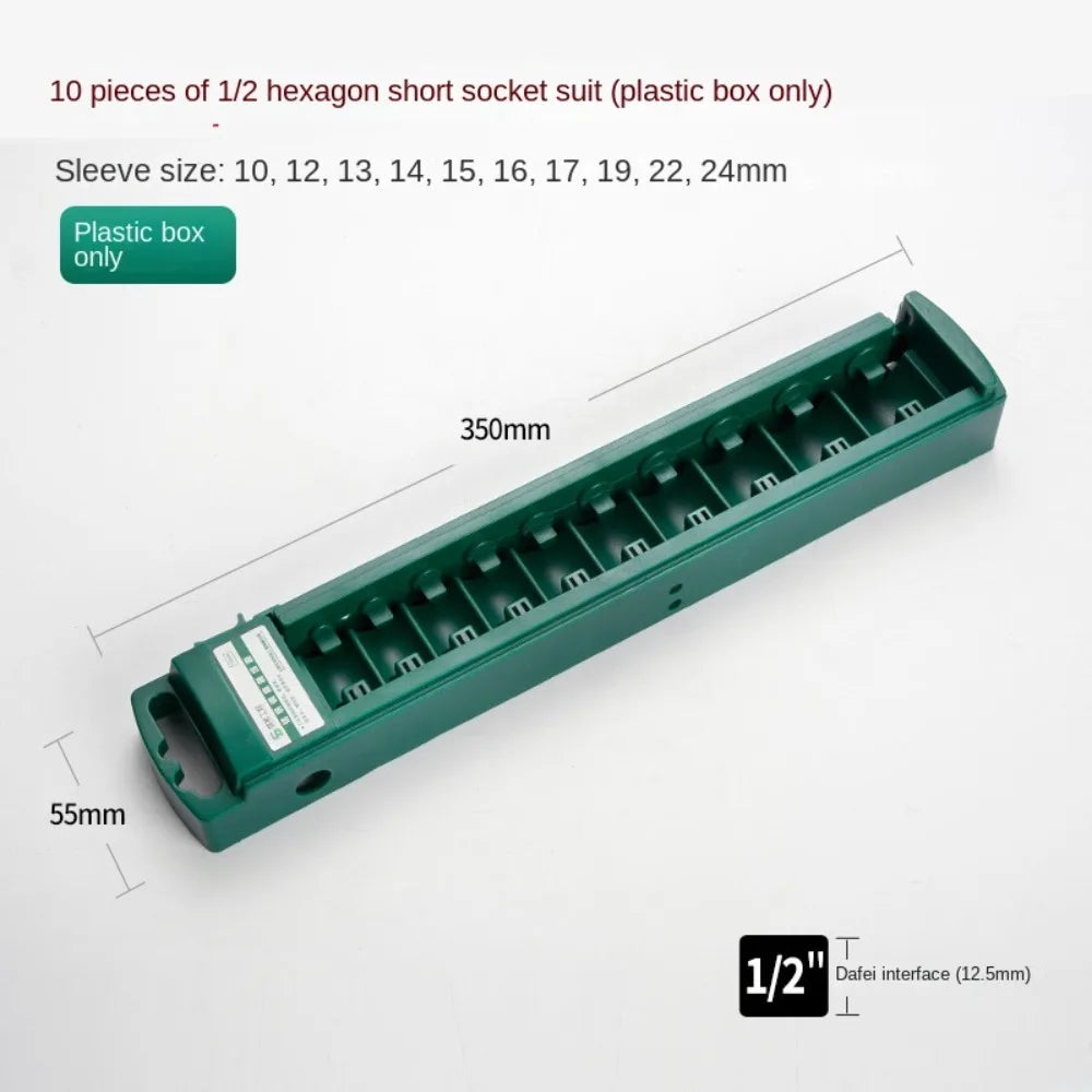 New 1/4" 3/8" 1/2" Wrench Storage Box ABS Plastic Green Socket Organizer Box Socket Wrenchs Holder Socket Storage Tool 6Sizes