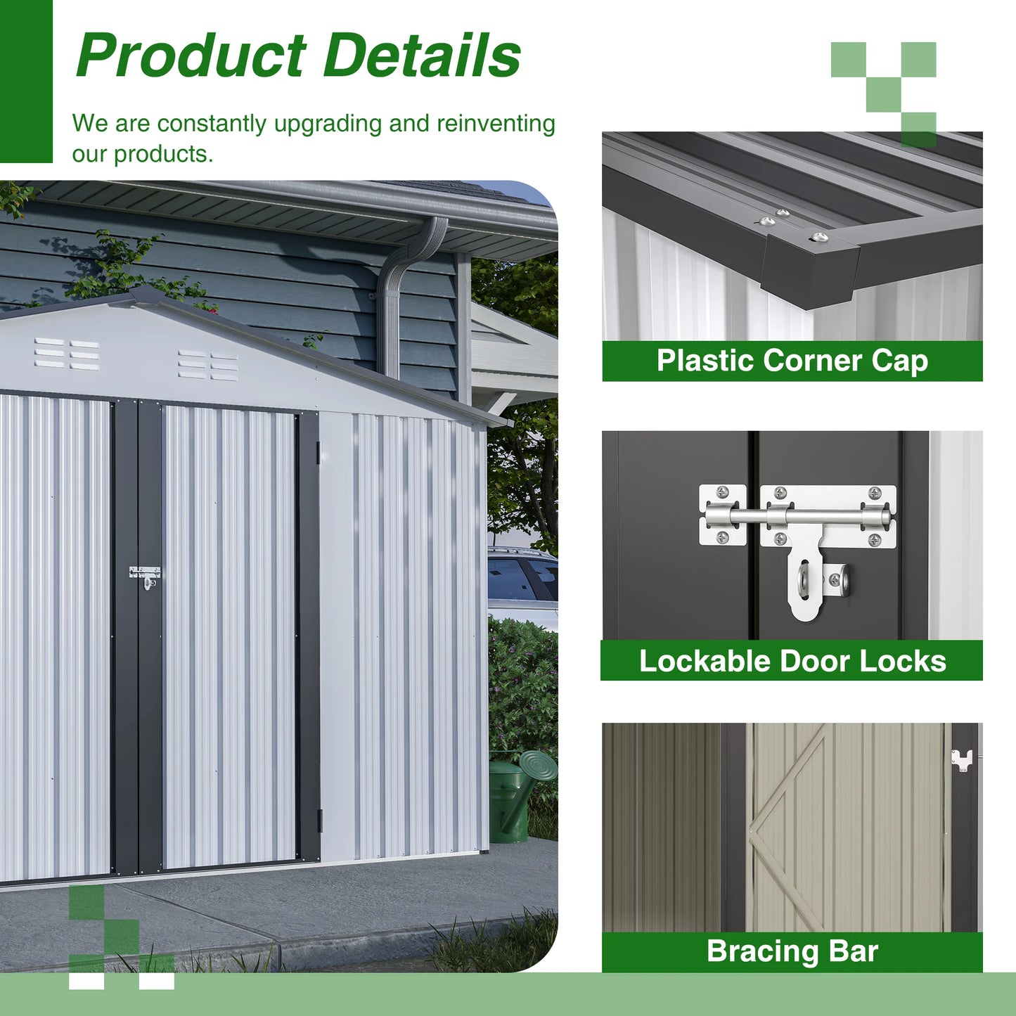 All Weather Metal Storage Shed With Lockable Doors