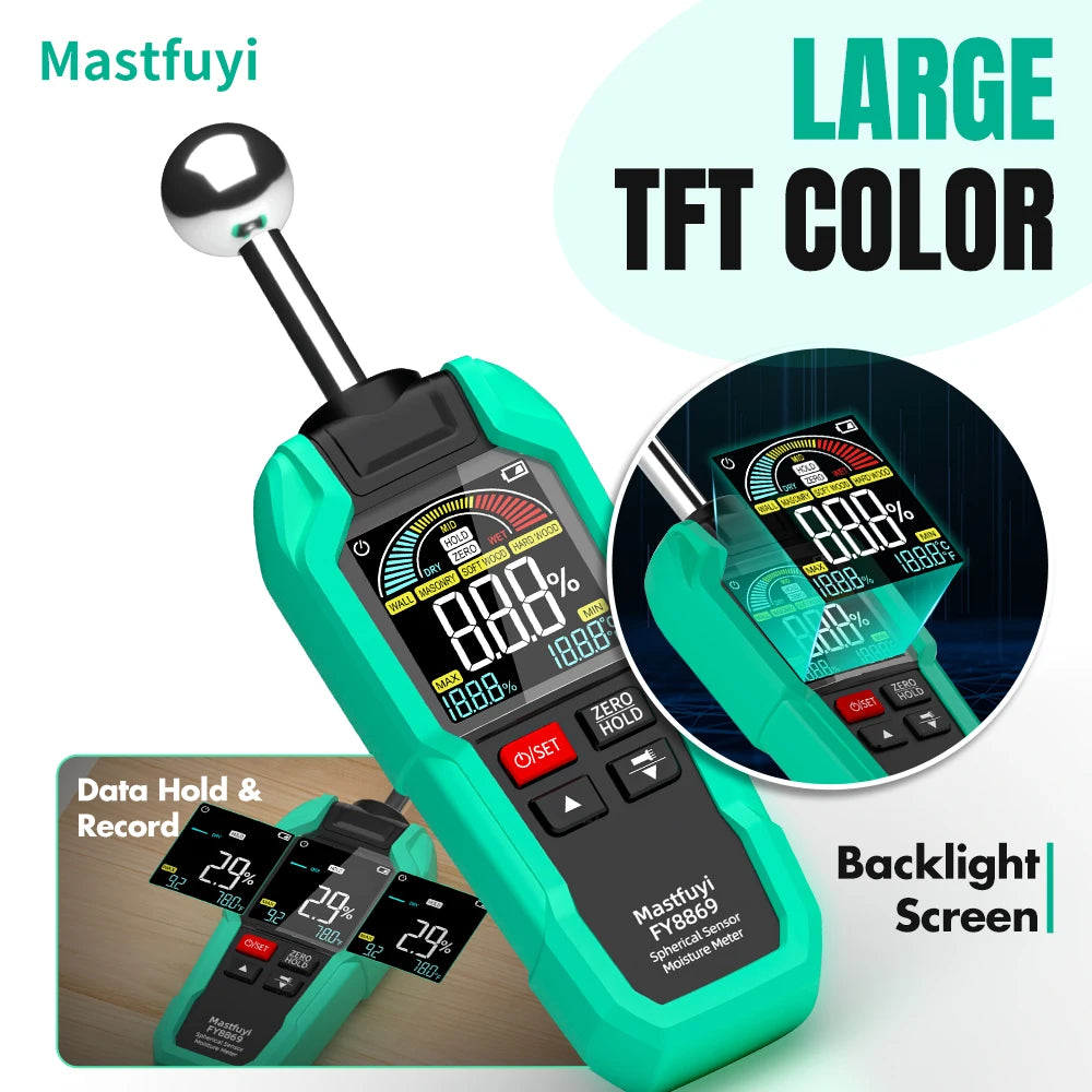 MASTFUYI Ball-shaped Non-destructive Moisture Meter, High Accuracy Digital Wood Water Leak Detector & Wall Humidity Tester