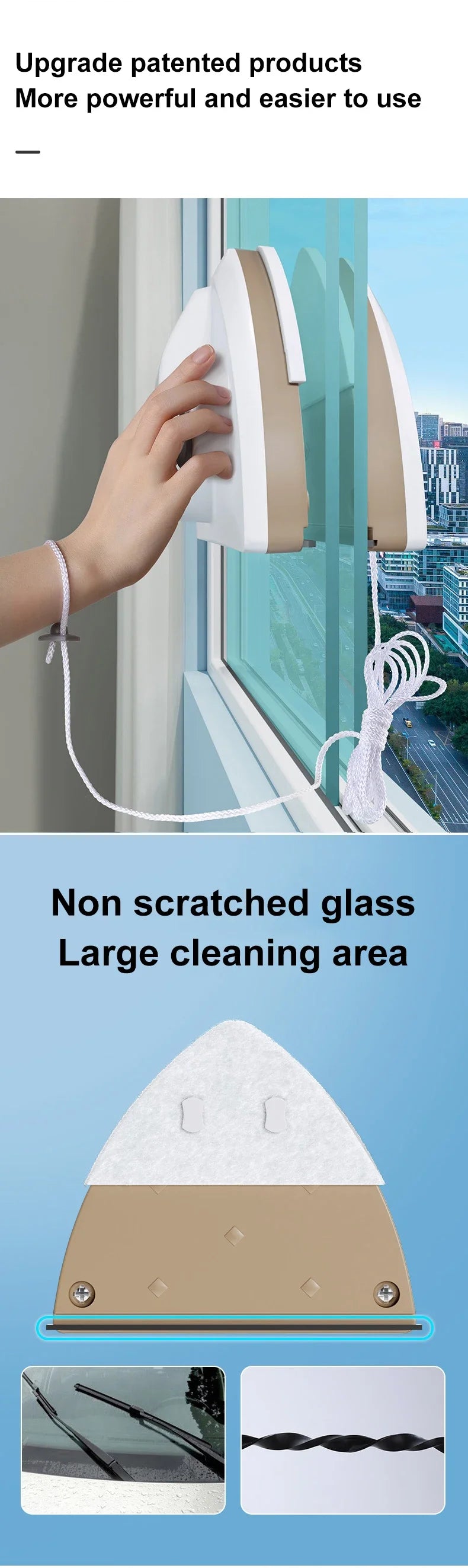 Double Sided Magnetic Glass Window Cleaning Tool Automatic Water Discharge Double-layer Wiper Household Special Window Cleaner