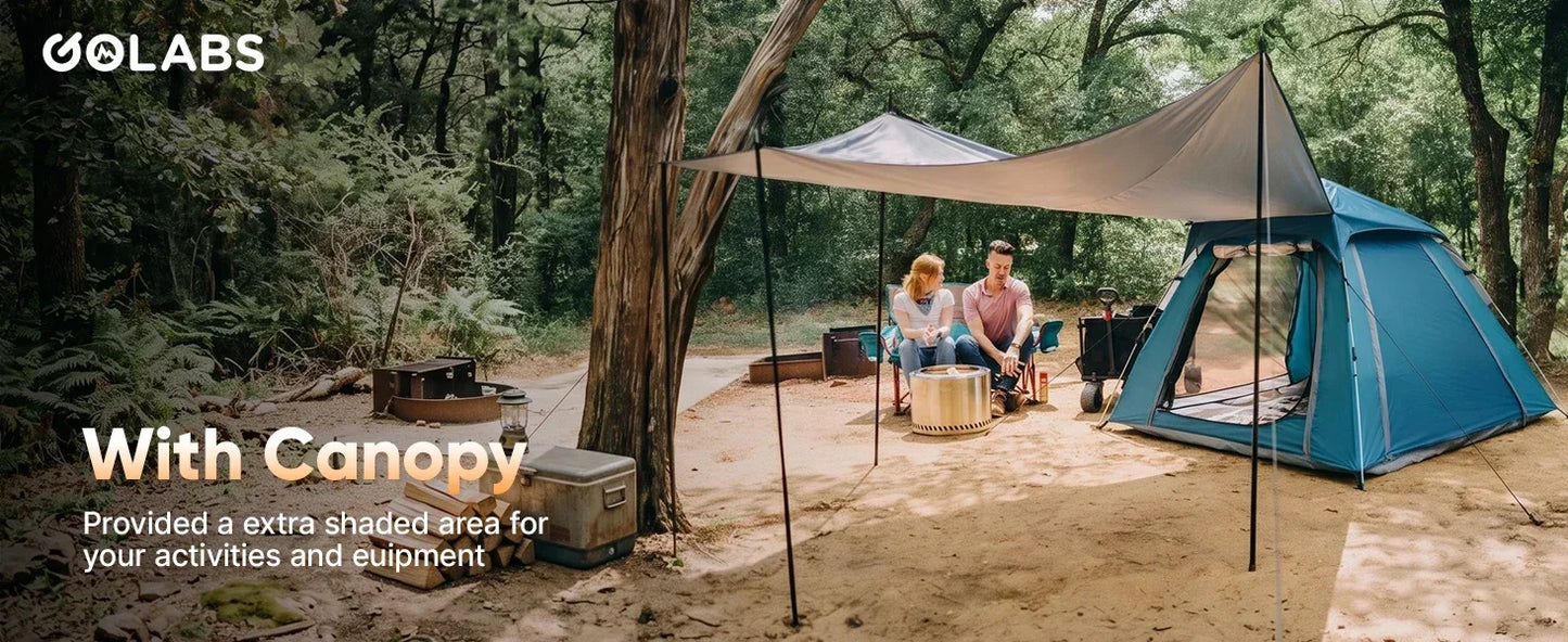 Pop Up Camping Tent for 2/3/4 Person, 1-Min Setup by Pre-Attached Pole, 4 Side Mesh& Door for View/Airflow, CT2 Instant Canopy Tent with PU1500mm Waterproof, for Outdoor/Camping/Music Festivals