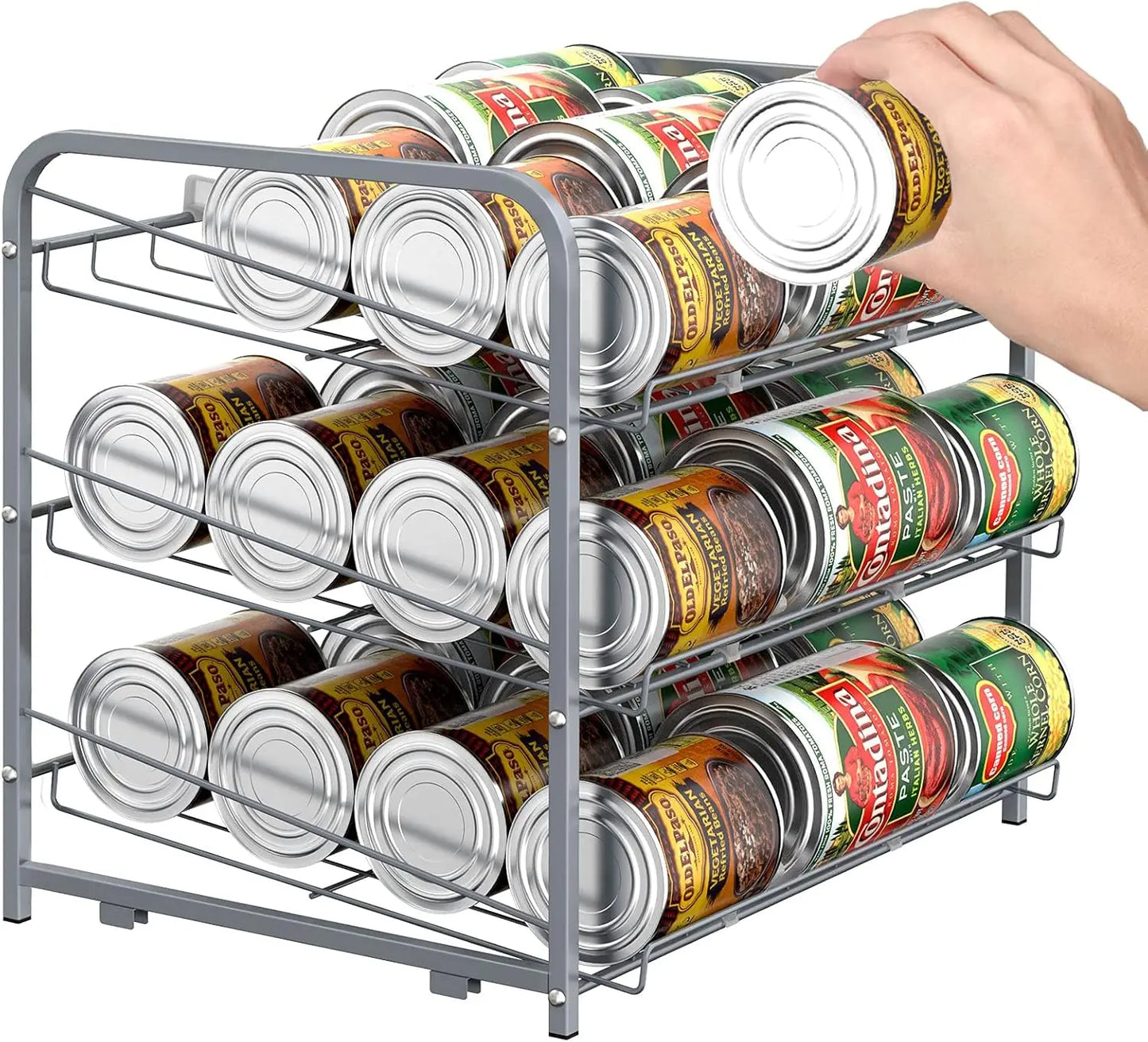 Stackable 2Piece Can Dispenser in the Pantry Small Space Storage Rack Holds Up to 36 Cans