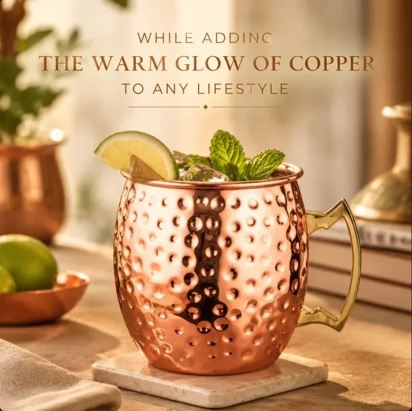 Moscow Mule Copper Mugs 100% Handcrafted Food Safe Pure Solid Copper Mugs 16 oz Christmas Gift Set Party Bar Drinkware Tools