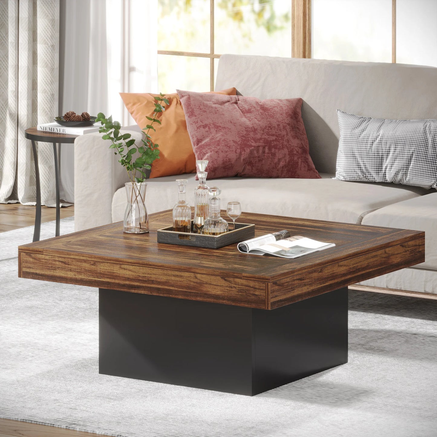 Tribesigns Square LED Coffee Table With Engineered Wood