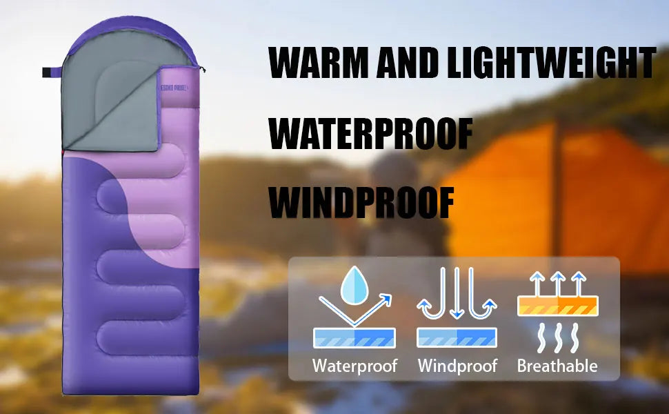 Sleeping Bags for Adults&Kids,Lightweight Waterproof Warm Weather Sleeping Bag,Compact Portable Sleeping Bag for Camping,Essentials Gear for Camping Hiking Outdoor Travel