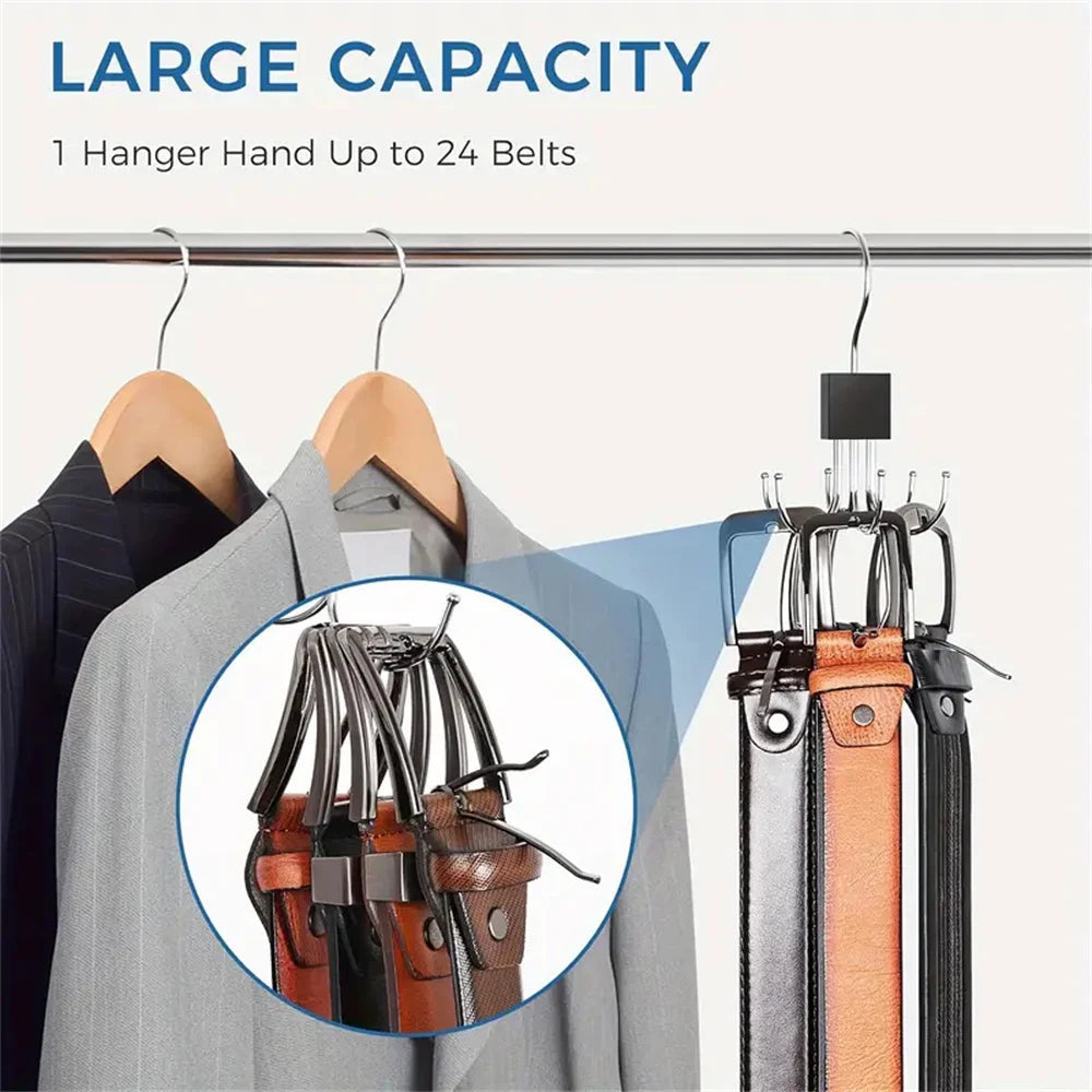 1/5pcs 360° Rotating Storage Hanger Hook Multi-Claw Bag Metal Belts Rack Wooden Organizer For Bras Ties Household Closet Acces