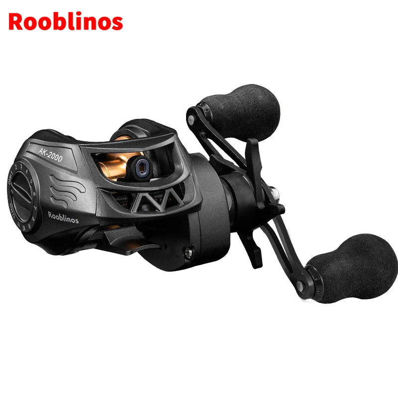 ROOBLINOS AK2000 Baitcasting Reel 7.2:1 High Speed Gear Ratio Aluminum Spool Smooth Powerful Fishing Wheel for Freshwater Saltwa