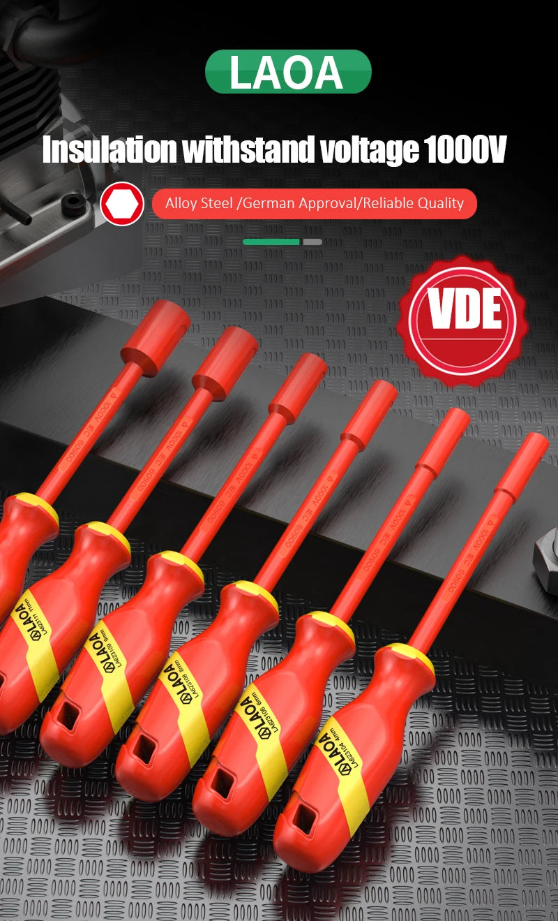 LAOA Insulated Socket Screwdriver Multifunctional Hexagonal Socket Wrench Driver Electrician Specific Withstand 1000V