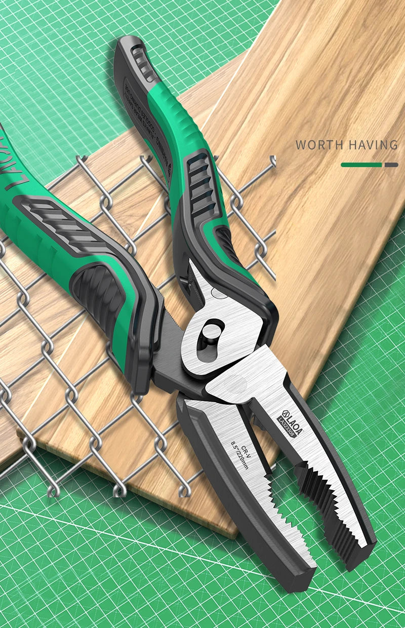 LAOA 8.5 Inch Wire Cutters Professional Eccentric Dual Shaft Labor-saving Electrician Pliers CR-V Household Hand Multi Tool