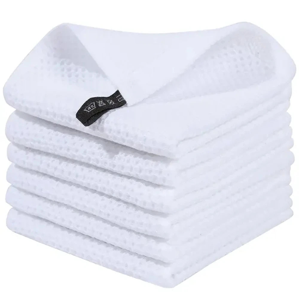 6PCS No Trace Honeycomb Absorbent Dish Tableware Kitchen Rag Towel Glass Cleaning Cleaning Tool Towel