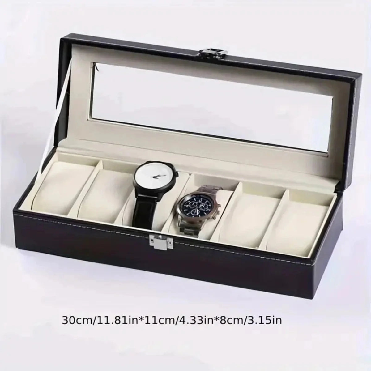 6 Slots Watch Box PU Leather Watch Case Jewelry Storage Watch Display Case Gift