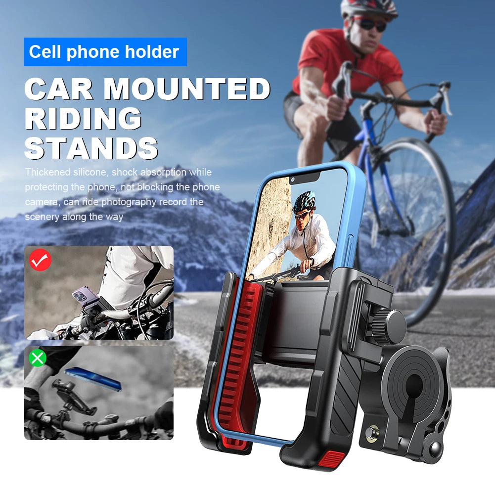 Metal Motorcycle Phone Holder Shockproof Riding Phone Stand One-hand Operation Cycling Phone Support for Mobile Phone 4.7-7 Inch