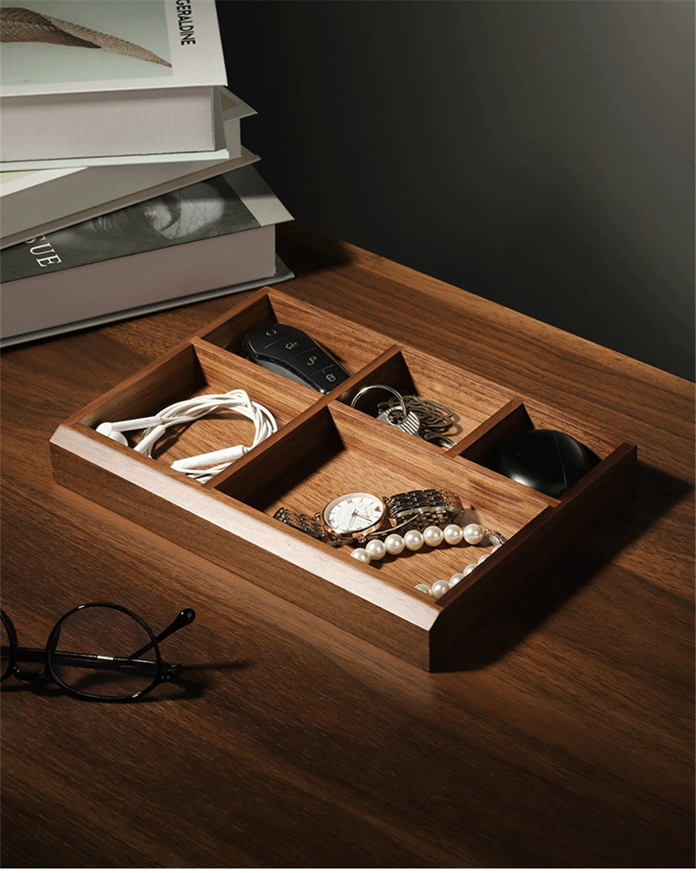 Black Walnut Wood Storage Box Chinese Tea Table Living Room Office Desktop Key Jewelry Solid Wood Tea Set Storage Box