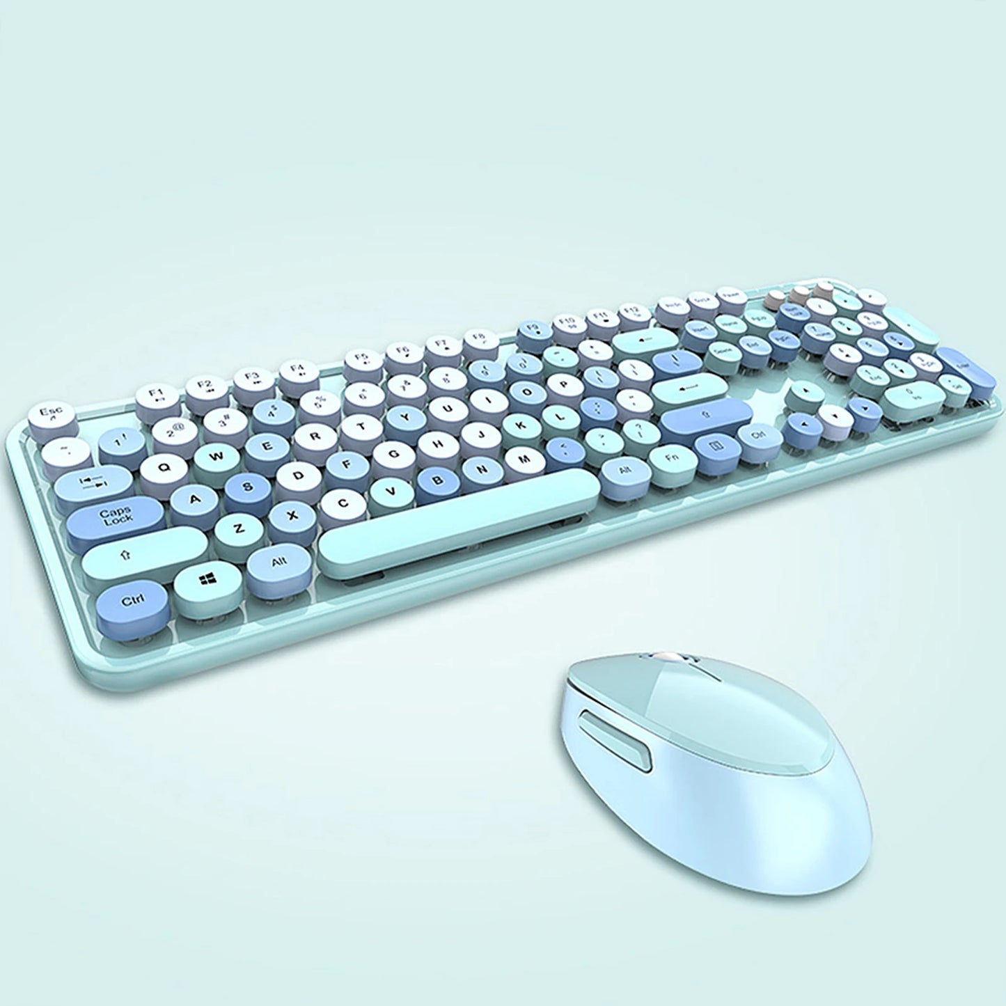 Mofii Sweet Keyboard Mouse Combo Mixed Color 2.4G Wireless Keyboard Mouse Set Circular Suspension Key Cap for PC Laptop Purple