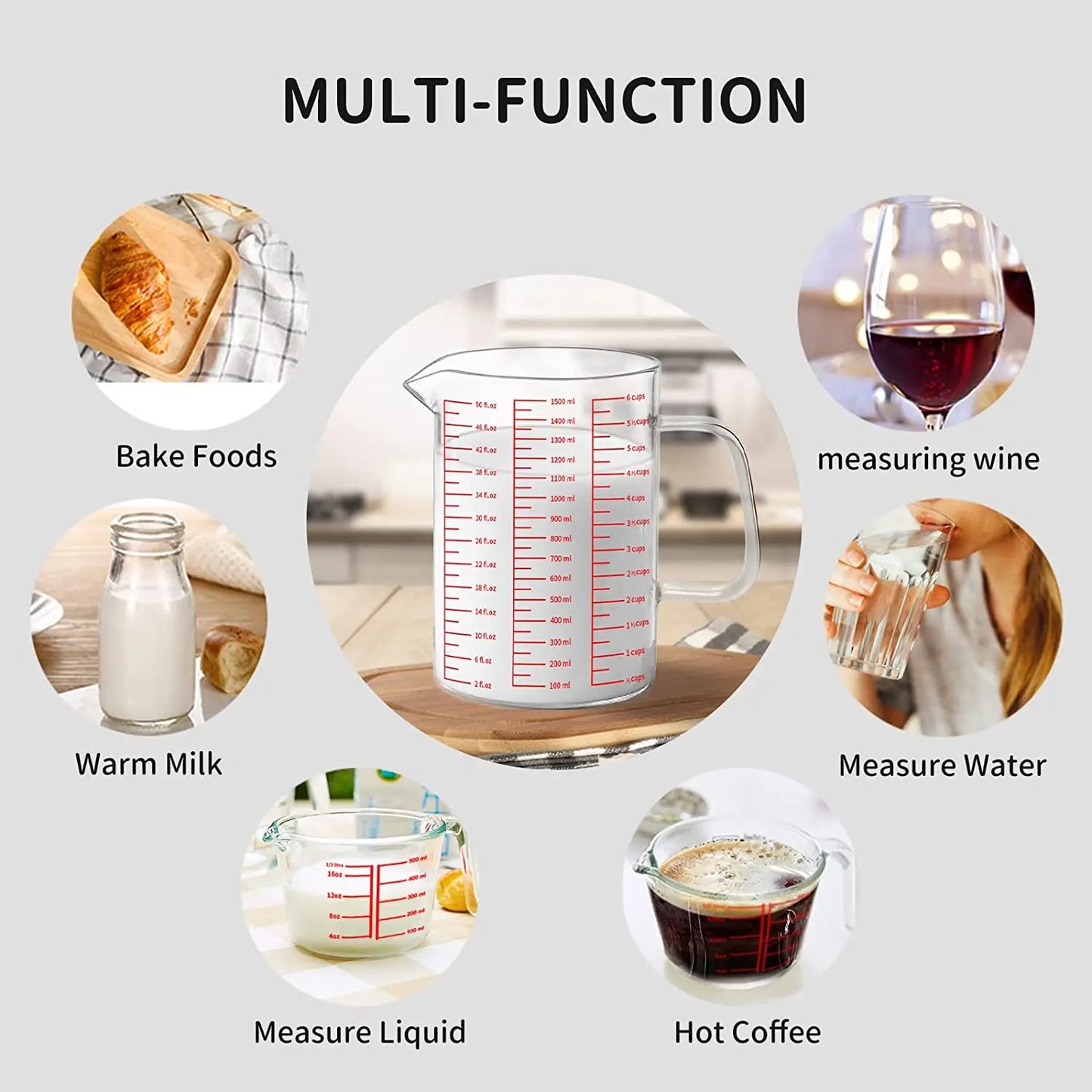 Borosilicate Glass Measuring Cup With Scale For Kitchen